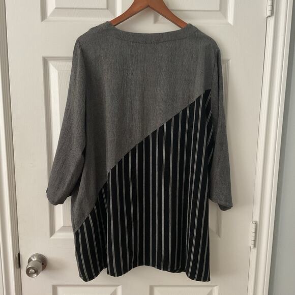 Coldwater Creek Tunic Top Women’s Plus Size 1x V-Neck Striped Colorblock - Picture 4 of 4